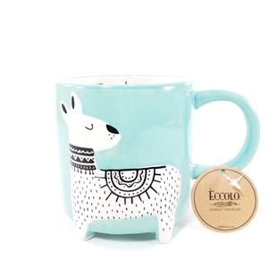 Eccolo Blue Llama Ceramic Coffee Tea Mug